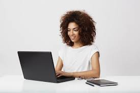 A lady with a laptop